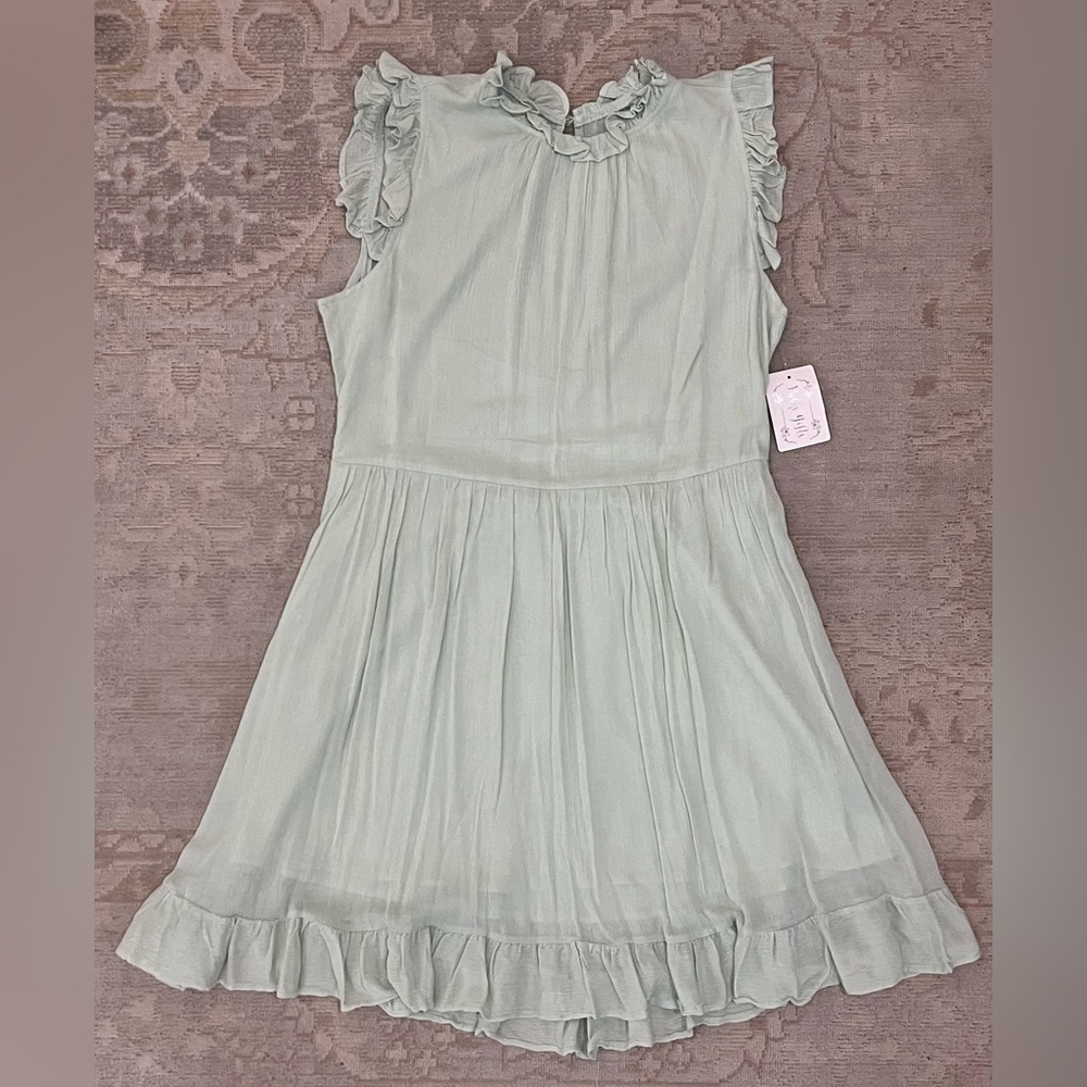 NWT Feminine Flowy Soft Mint Green Sleeveless Boutique Dress, Women’s Size Large